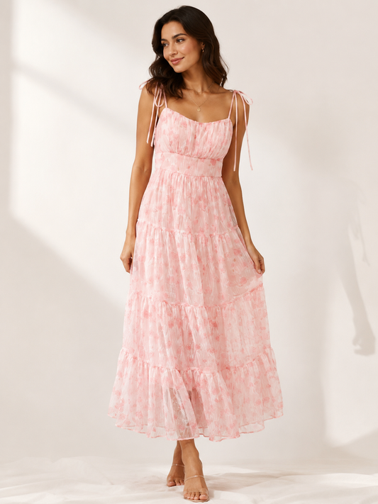 Blush Bloom Tiered Maxi Dress