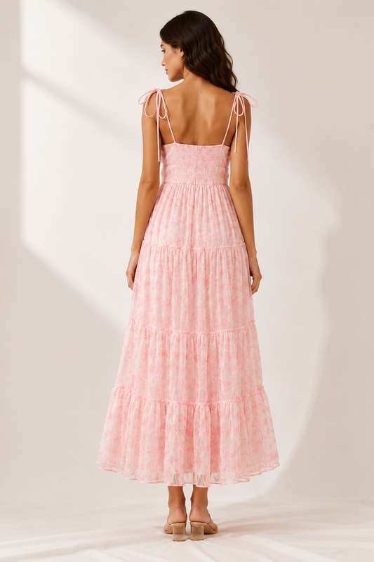 Blush Bloom Tiered Maxi Dress